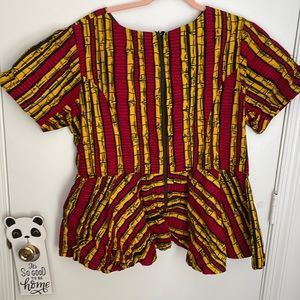 African print preplum blouse